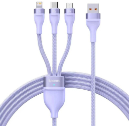 Cablu de Date 3in1 USB 100W 1.2m - Baseus Flash Series 2 CASS030005 - Purple 