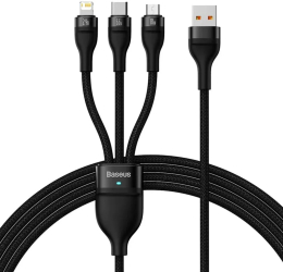 Cablu de Date 3in1 USB 66W 1.2m - Baseus Flash Series 2 CASS040001 - Black 