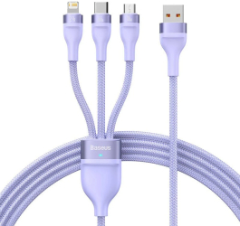 Cablu de Date 3in1 USB 66W 1.2m - Baseus Flash Series 2 CASS040005 - Purple 
