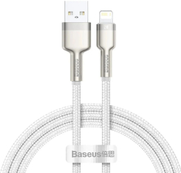 Cablu USB to Lightning 2.4A 480Mbps 1m - Baseus Cafule Series Metal CALJK-A02 - White 