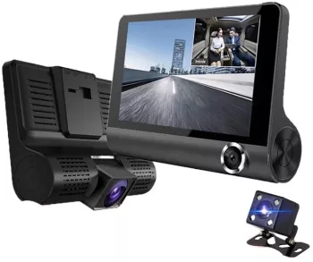 Camera auto DVR 3 lentile Full HD viziune nocturna negru 108x78mm 