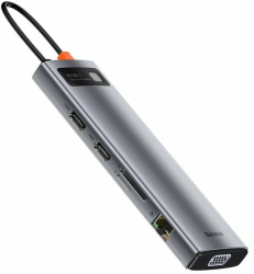 Hub USB-C to 3 x USB Type-C VGA 2x HDMI TF/SD - Baseus CAHUB-CT0G - Grey 