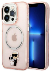 Husa iPhone 14 Pro - Karl Lagerfeld Hardcase MagSafe KLHMP14LHNKCIP - Pink Iconic Karl&Choupette 