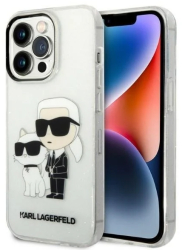 Husa pentru iPhone 14 Pro - Karl Lagerfeld Hardcase Glitter KLHCP14LHNKCTGT - Transparent Karl&Choupette 