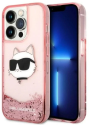 Husa pentru iPhone 14 Pro - Karl Lagerfeld Hardcase Glitter KLHCP14LLNCHCP - Pink Choupette Head 