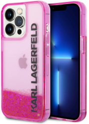 Husa pentru iPhone 14 Pro - Karl Lagerfeld Hardcase Liquid Glitter KLHCP14LLCKVF - Pink Elong 