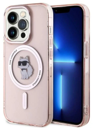 Husa pentru iPhone 14 Pro - Karl Lagerfeld IML MagSafe KLHMP14LHFCCNOP - Pink Choupette 