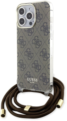 Husa pentru iPhone 15 Pro - Guess Crossbody Cord 4G Print GUHCP15LHC4SEW - Brown 