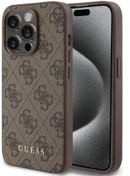 Husa pentru iPhone 15 Pro - Guess Hardcase 4G Metal Gold Logo GUHCP15LG4GFBR - Brown 