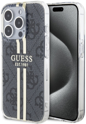 Husa pentru iPhone 15 Pro - Guess Hardcase IML 4G Gold Stripe GUHCP15LH4PSEGK - Black 
