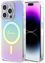 Husa pentru iPhone 15 Pro - Guess IML Iridescent MagSafe GUHMP15LHITSU - Purple 