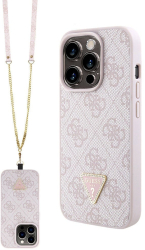 Husa pentru iPhone 15 Pro Max - Guess Crossbody 4G Metal Logo GUHCP15XP4TDSCPP - Pink 