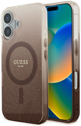 Husa pentru iPhone 16 - Guess IML Glitter Gradient MagSafe GUHMP16SHGRCELW - Brown 