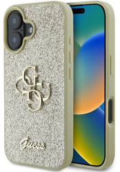 Husa pentru iPhone 16 Plus - Guess Glitter Fixed Big 4G GUHCP16MHG4SGD - Gold 