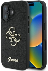 Husa pentru iPhone 16 Plus - Guess Glitter Fixed Big 4G GUHCP16MHG4SGK - Black 
