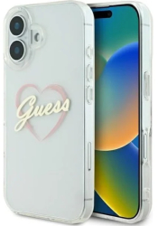 Husa pentru iPhone 16 Plus - Guess Hardcase IML Heart GUHCP16MHCHGSPT - Clear 