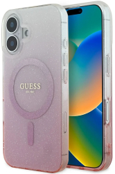 Husa pentru iPhone 16 Plus - Guess IML Glitter Gradient MagSafe GUHMP16MHGRCELP - Pink 