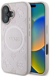 Husa pentru iPhone 16 Plus - Guess Saffiano Peony Classic Logo MagSafe GUHMP16MPSAPSMEP - Pink 