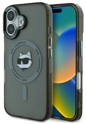 Husa pentru iPhone 16 Plus - Karl Lagerfeld IML MagSafe KLHMP16MHLSCHK - Metal Choupettes Head 