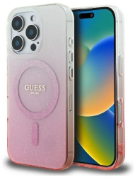 Husa pentru iPhone 16 Pro - Guess IML Glitter Gradient MagSafe GUHMP16LHGRCELP - Pink 