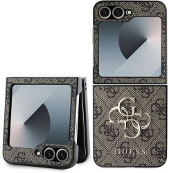 Husa pentru Samsung Galaxy Z Flip6 - Guess Leather 4G Metal Logo GUHCZF64GMGBR - Brown 