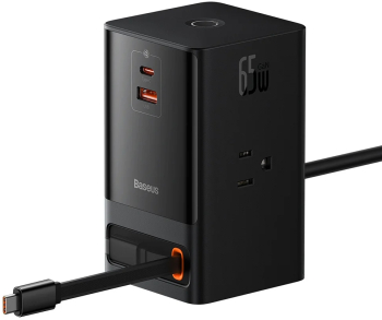 Incarcator 3 x AC USB Type-C cu Cablu Type-C 65W US Plug - Baseus PSLR000101 - Black 