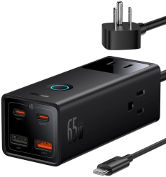 Incarcator 3xAC 2xUSB 2x Type-C 65W Cablu 100W - Baseus PSLA020101 - Black 