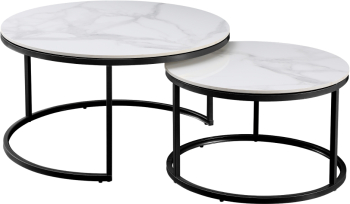 Set 2 masute marmura alba otel negru Lastro 80x43 cm 60x37 cm 