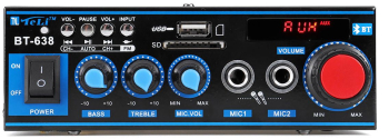 Amplificator Profesional Tip Statie 2 X 25 W Bluetooth Telecomanda Usb Sd Card Radio Fm 2 Intrari Microfon 