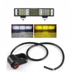 Led bar bicolor alb galben 30 cm 12-24v functie flash/blitz + buton ghidon rezistent apa