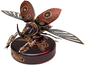 Puzzle 3D mecanic Gandacul rinocer bionic ROKR metal si plastic 156 piese 