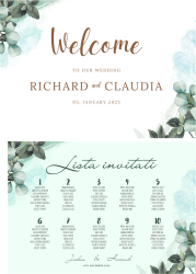 Set Afise Lista Invitati Nunta si Bine ati venit aranjare pe mese format A3 model Floral 1