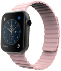 Curea iUni compatibila cu Apple Watch Ultra/SE/8/7/6/5/4/3/2/1 42mm Silicon Magnetic Pink 