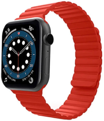 Curea iUni compatibila cu Apple Watch Ultra/SE/8/7/6/5/4/3/2/1 42mm Silicon Magnetic Red 