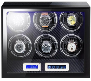 Cutie intors ceasuri automatice cu amprenta iUni Luxury Watch Winder 6 Carbon 