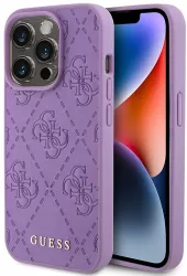 Husa pentru iPhone 15 Pro Max - Guess Leather 4G Stamped GUHCP15XP4EPMU - Light Purple 