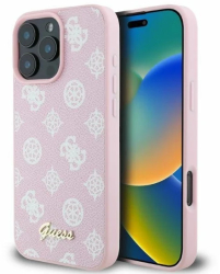 Husa pentru iPhone 16 Pro Max - Guess Peony Script MagSafe GUHMP16XPGPYSP - Pink 