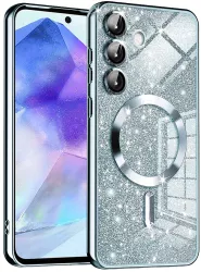 Husa pentru Samsung Galaxy A55 5G - Techsuit Luxury Glitter MagSafe - Light Blue 