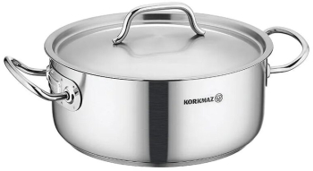 Oala din inox cu capac capacitate 2.8 litri 20x9 cm Korkmaz 