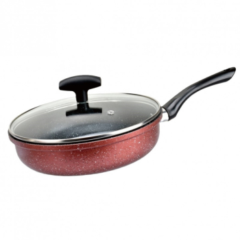 Tigaie cu capac Rosberg R51319G28CD 28 cm adancime strat de marmura inductie Bordeaux melange 