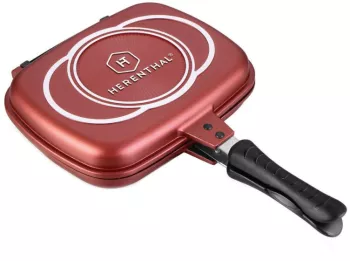 Tigaie dubla HERENTHAL HT-CDF32M 32 cm gratar si plat strat de marmura Bordeaux 