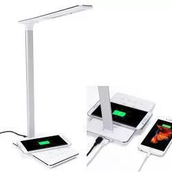 Lampa de birou Led cu incarcator wireless si port USB .4 niveluri de iluminare si 5 intensitati. 