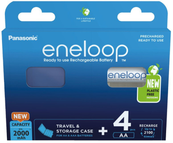 Set 4 baterii reincarcabile Panasonic Eneloop R6/AA Ni-MH 2000mAh BK-3MCDEC4BE blister + cutie 