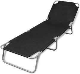 Sezlong Pliabil cu Spatar Reglabil Culoare Negru Dimensiuni 189x58x27 cm 