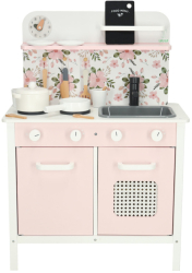 Bucatarie de jucarie complet utilata lumini si sunete din lemn accesorii incluse roz 82 cm x 58 cm x 30 cm 