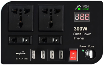 Invertor Auto 300W GlowforHome 4 Porturi USB A 4.1A 2 Prize EU iesire 230V Romania Protectie Suprasarcina si Supraincalzire Portabil U 