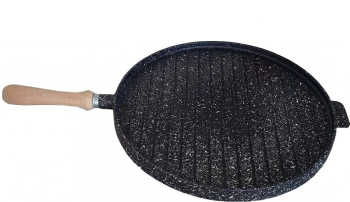 Tigaie grill cu doua fete maner din lemn Granit 