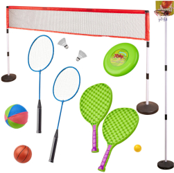 Set sport multifunctional 5 in 1 Alibibi ce contine cos minge baschet rachete badminton fileu 