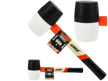 Ciocan din cauciuc cu maner din lemn cap rotund 660 g Verke 