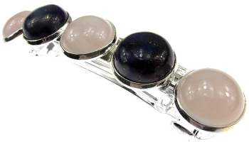 Clama de par cu lapis lazuli si cuart roz 